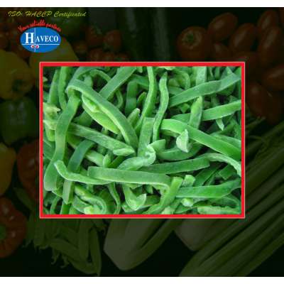 Haveco frozen IQF green bell pepper trips, dice 10kg packed